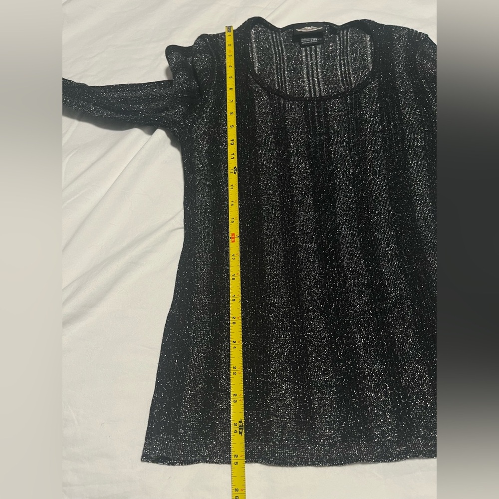 Harley-Davidson Women”s  Black & Silver Metallic LS Stretch Top Blouse Size XL - Picture 11 of 12